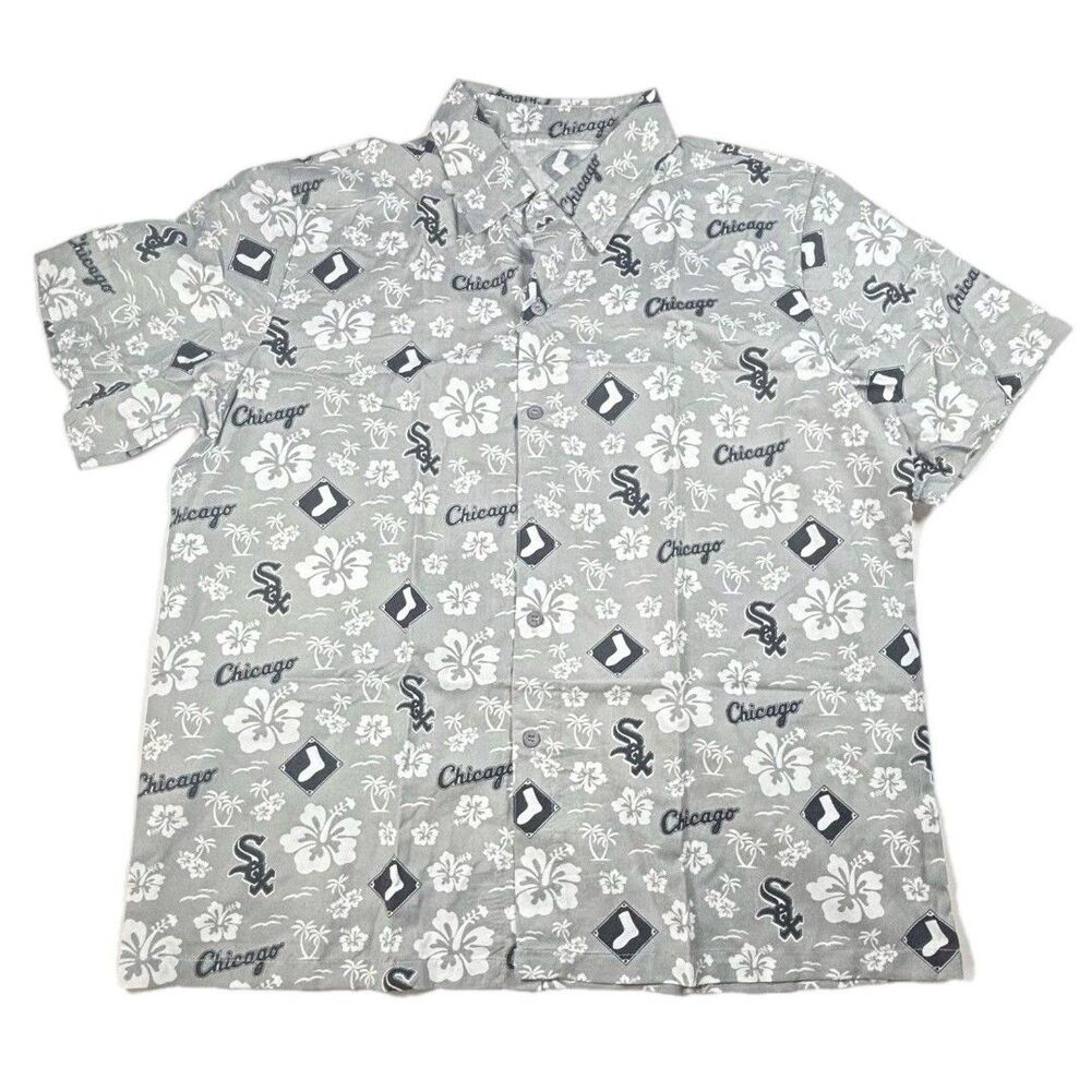 Chicago White Sox Baseball Men’s Hawaiian Shirt Floral Button Down Size Medium